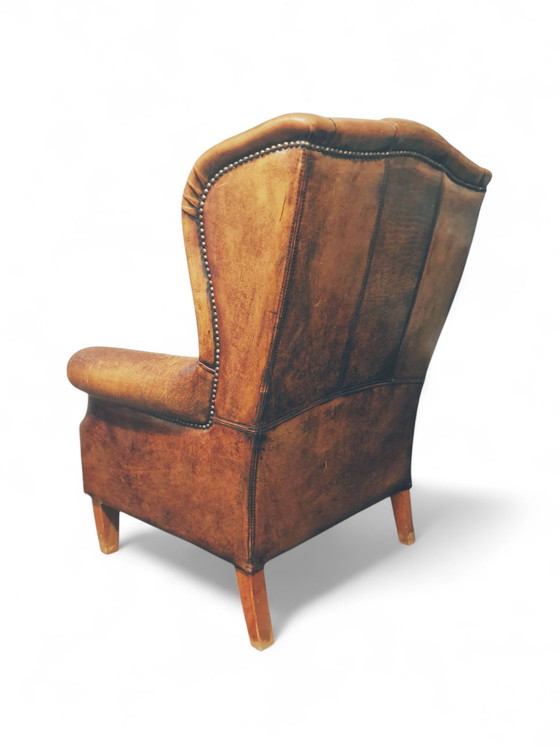 Image 1 of Poltrona da uomo francese in vera pelle di pecora, ca. 1940