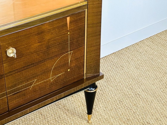 Image 1 of Art Deco vitrinekast van walnoothout, 1950