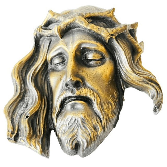 Antikes religiöses Wandrelief aus Messing, Jesus Christus mit Dornenkrone, 1900er Jahre – Dekorative Objekte (photo 3 of 7)