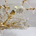 plafondlamp/ lage kroonluchter van Palwa Duitsland. Uniek op maat gemaakt model. Kristal met verguld frame. Jaren 70 mid century