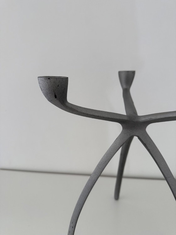 "Spider" tripod candlestick, space age Starck Eames 80s design – Table accessories, Aluminium (photo 4 of 13)