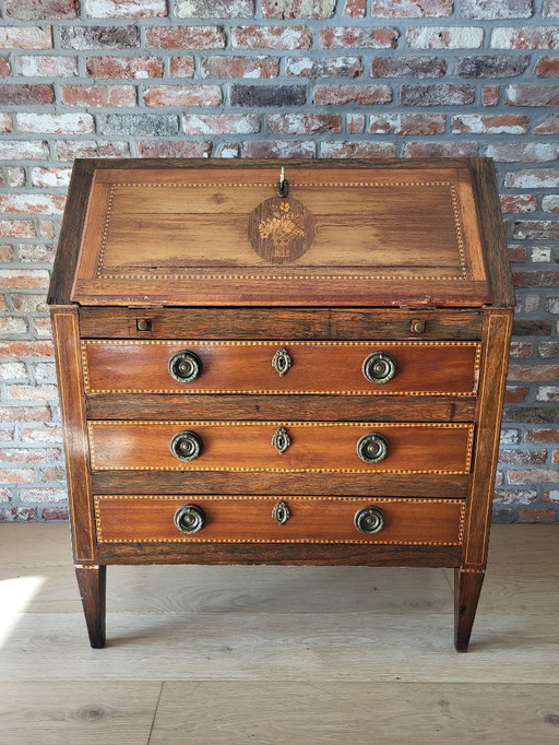 Secrétaire ancien, plateau rabattable, 3 tiroirs