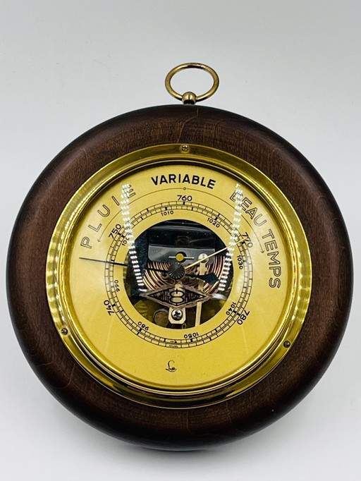 Barometro da parete vintage in legno e ottone