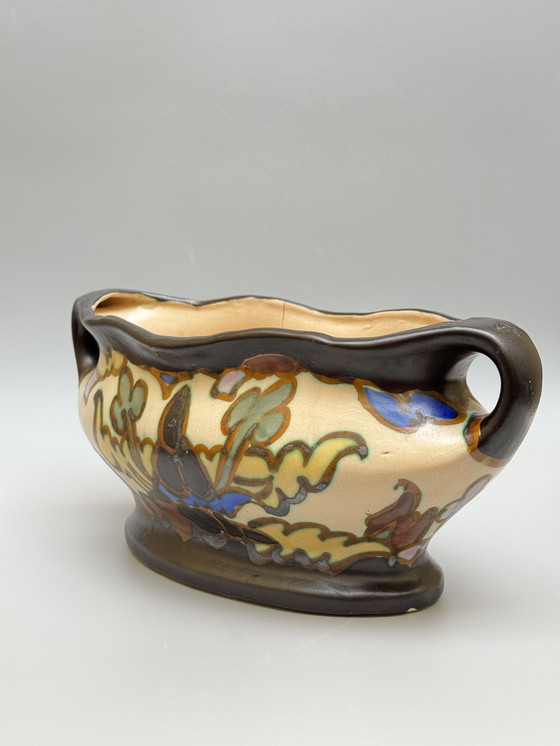 Image 1 of  Art Deco Hand-Painted Jardinière by C.M. Bergen, Belgium (c. 1920s–1930s) 