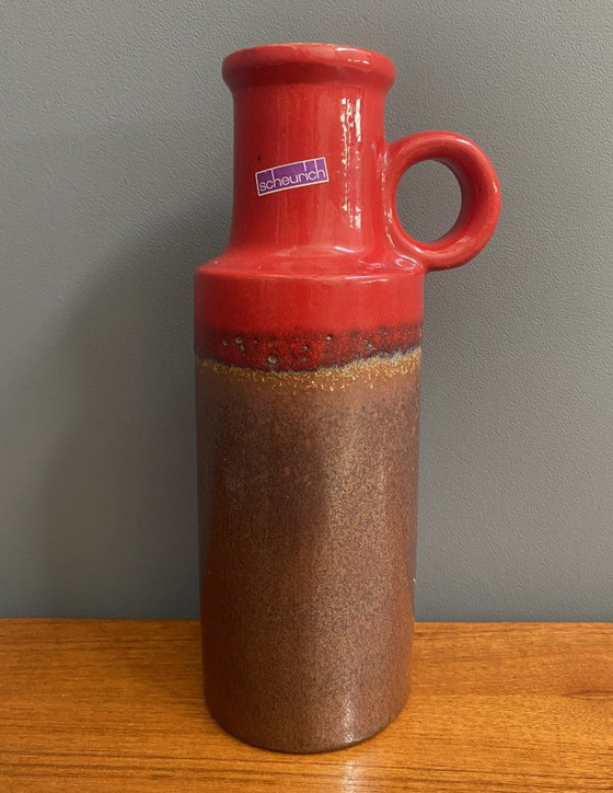 Image 1 of Vaso Scheurich modello 401-28 in rosso e marrone WGP