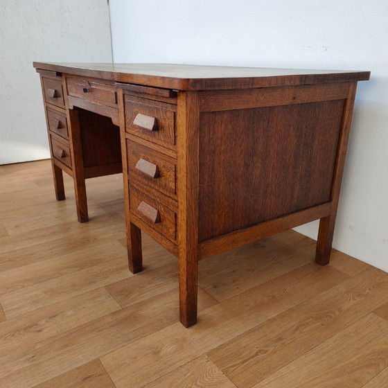 Image 1 of Antique wooden banker's desk desk workstation