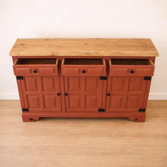 1940s Spanish Castilian Style Narrow Sideboard – Wood (photo 7 of 9)