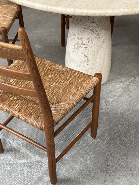 Image 1 of 4 sedie da pranzo in vimini di quercia, anni '60