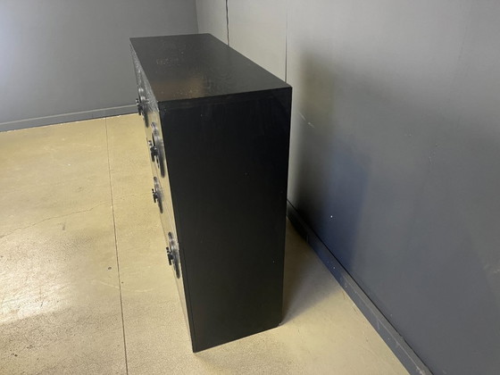 Image 1 of Zwarte brutalistische barkast, jaren 70
