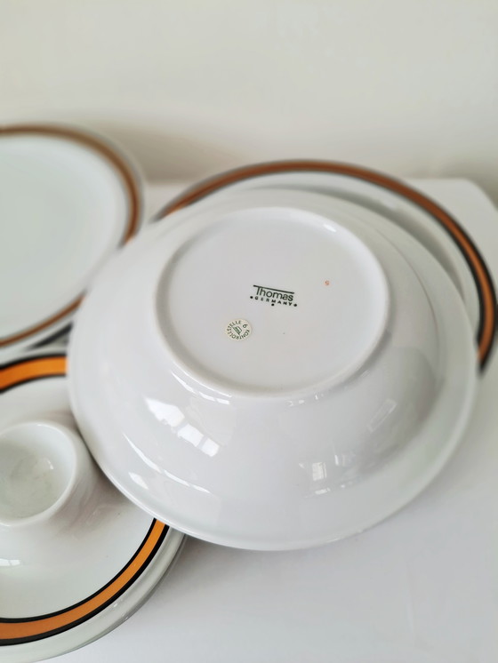 Image 1 of Thomas (Rosenthal) Retro Breakfast Set (6-piece) | Black and Orange Graphic Decor | 1970s Design