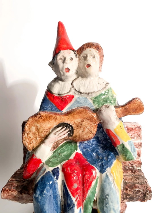 Scultura in ceramica Walter Pozzi Coppia di Musicisti Anni '80 – Sculture (photo 4 of 10)