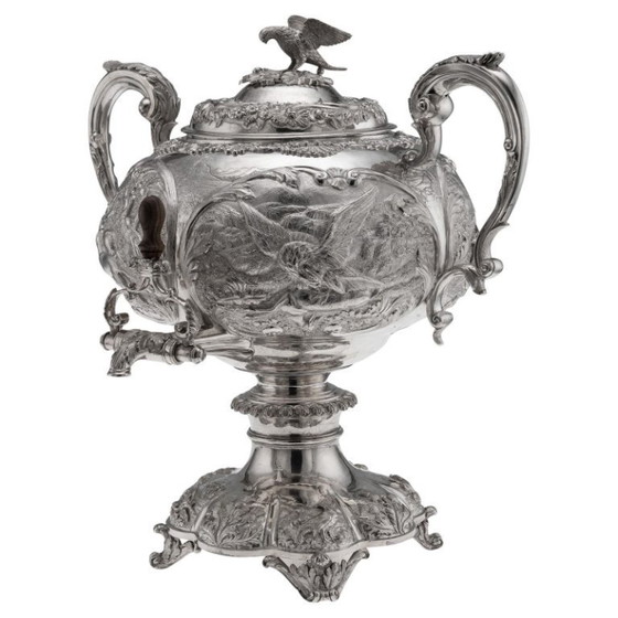 Image 1 of Antiker Samowar aus massivem Silber aus der Zeit Wilhelms IV., gefertigt von Sebastian Crespell II. im Jahr 1837