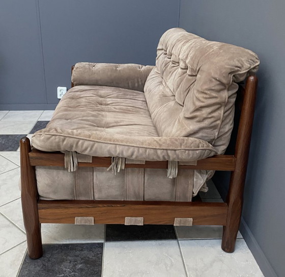 Image 1 of Sofá Brazillian de 2 plazas en ante y madera de Jatoba