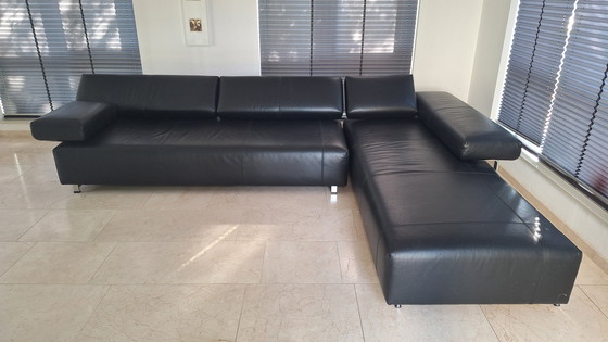 Image 1 of 2 black leather designer sofas by FSM (De Sede) model Velas