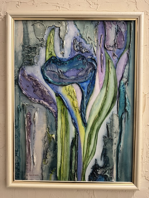 Painting of the blue arum lily by Joëlle Lallagüe, 1993