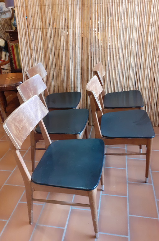 5x Scandinavian design vintage chairs from the 60s