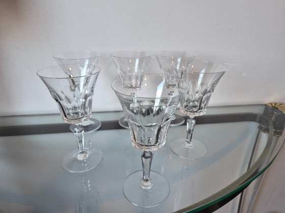 Image 1 of 6x Mid Century Val-Saint-Lambert mondgeblazen wijnglazen