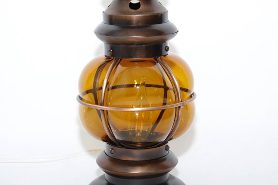 Image 1 of Table lamp metal frame glass 36cm 80s vintage