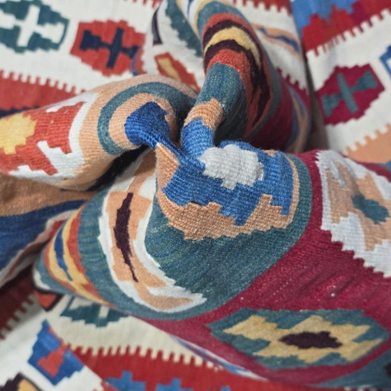 Vintage Turkse kilim – Handgeweven wol, geometrisch patroon (118 x 207 cm) – Vloerkleden en tapijten, Wool (photo 5 of 9)