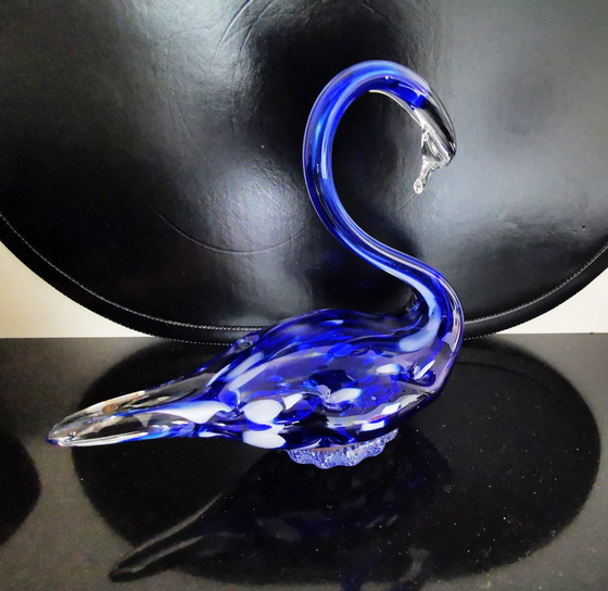 Image 1 of Pareja de cisnes, de cristal. Década de 1980.
