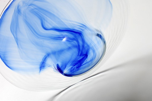 Bormioli Rocco Blue Swirl glazen schaal uit het midden van de 20e eeuw - Italië, jaren 1990