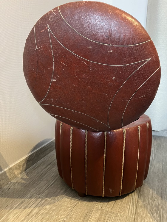 Image 1 of Circo vintage opberg poef zitzetel voetenbank jaren 50 60