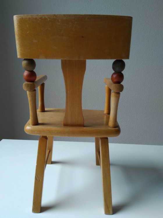 Image 1 of Chaise de poupée vintage Strombecker USA en bois de hêtre, années 1950