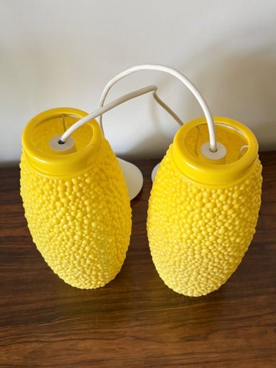 Lampade a sospensione vintage retrò anni '50/'60 - design a bolle giallo – Plastica (photo 3 of 9)