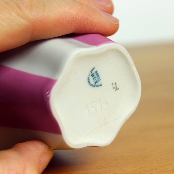 Image 1 of Jarrón de porcelana rosa y blanca de Royal Dux, Checoslovaquia, década de 1960