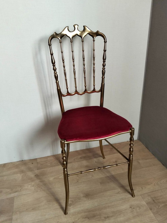 Silla Chiavari italiana de latón, Sillas y sillones, Terciopelo, Dorado (foto 3 de 6)