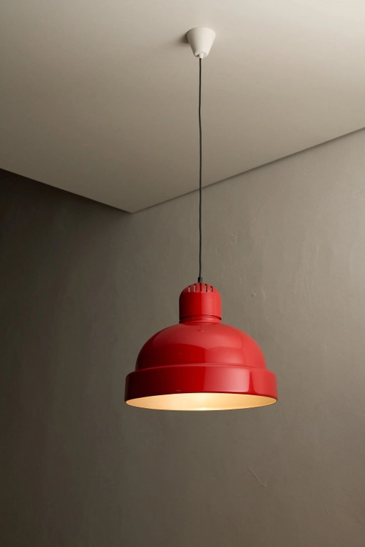 Suspension industrielle rouge par Monica Strandäng pour Aneta, Suède, années 1970