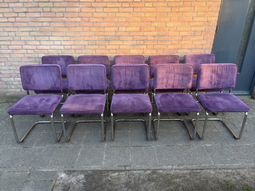 🪑💜 10 Paarse Zuiver Ridge Rib Ribstof stoelen