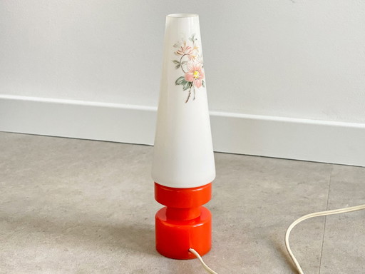 Vintage French table lamp orange / white