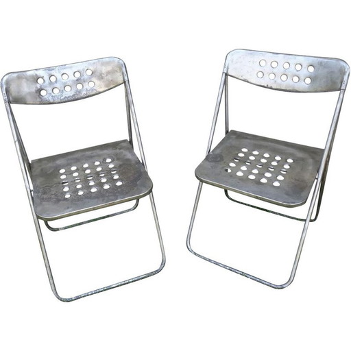 Paar Vintage metalen klapstoelen 1970