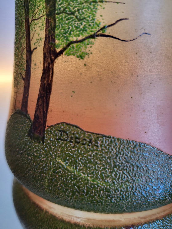 Image 1 of Art Nouveau vase, Théodore Legras, enameled glass vases, set
