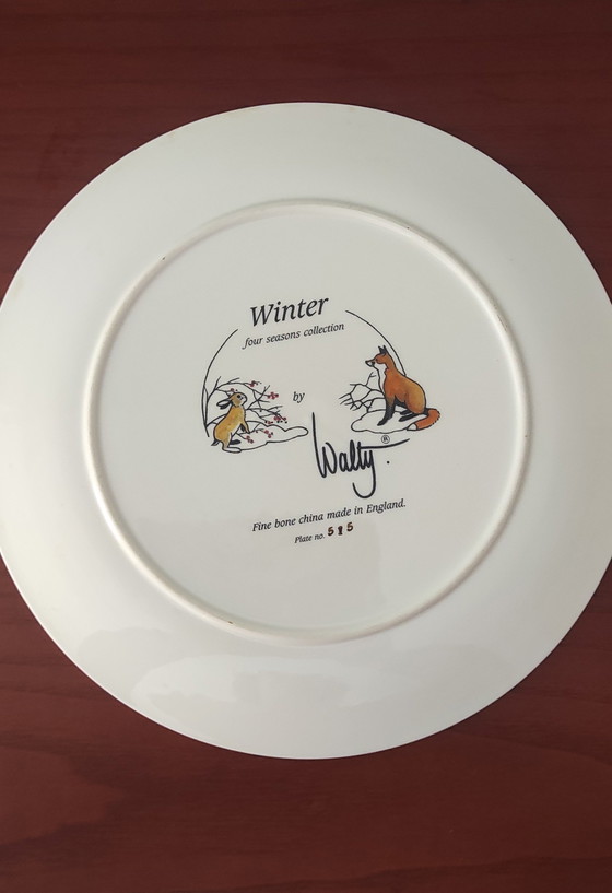 Image 1 of Plaque murale vintage Walty Dudok van Heel « Winter » – Porcelaine fine limitée (n° 515)