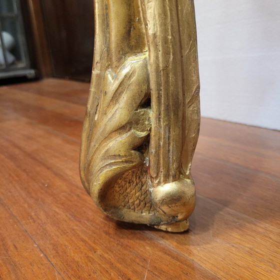 Image 1 of Consolle a muro, in legno intagliato e dorato, stile Luigi XV, XVIII secolo – Francia