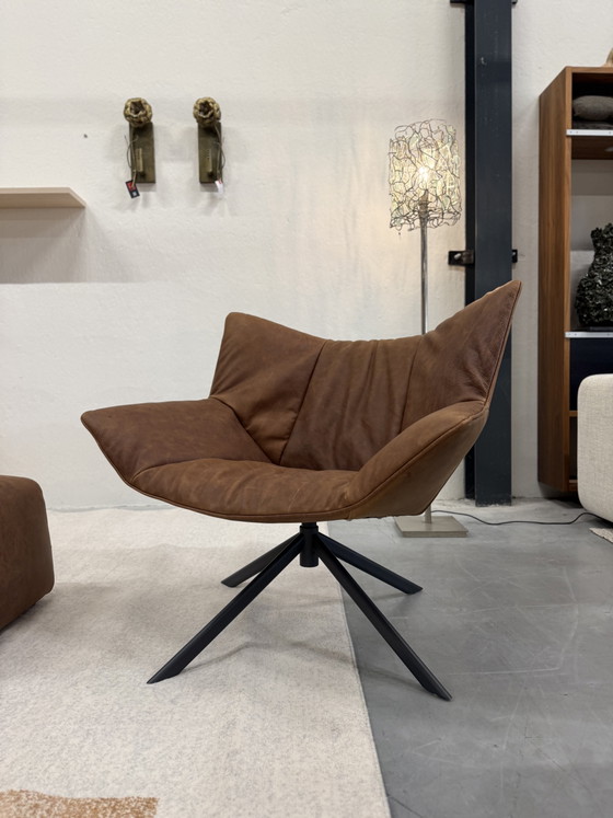 Image 1 of 2 Label van den Berg Gustav swivel armchair Bronco yak leather
