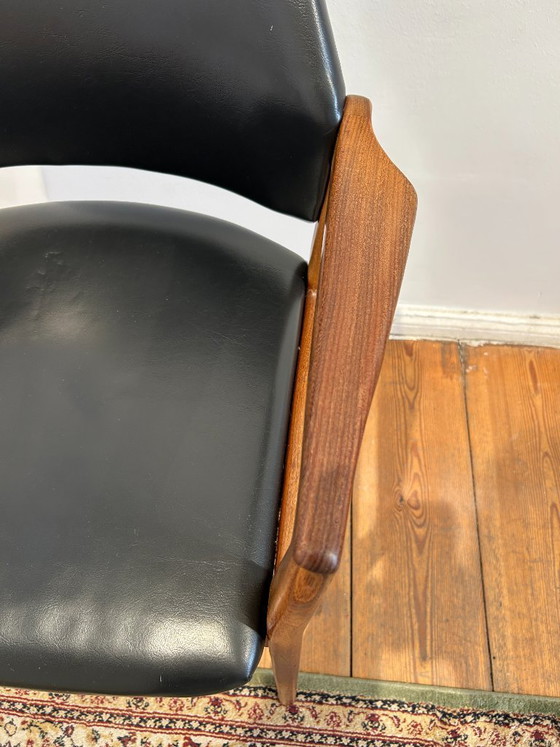 Fauteuil Wilkhahn, design du milieu du siècle, années 1960, avec étiquette – Wood, Leather (photo 4 of 8)