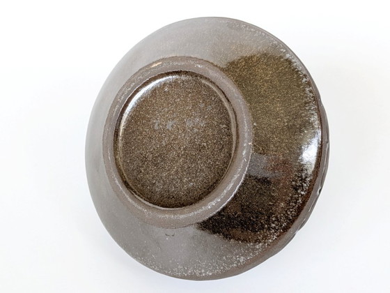 Image 1 of Midcentury Deense vaas van Frank Keramik | Licht Blauw Bruin Glazuur