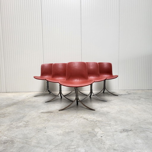 6X Poul Kjaerholm Pk9 Stoel Van Fritz Hansen