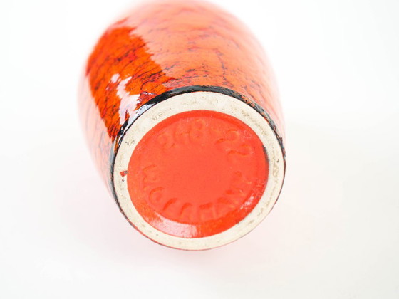 Vaso in ceramica, design tedesco, anni '60, prodotto nella Germania Ovest, Vasi, Arancione (foto 7 di 9)