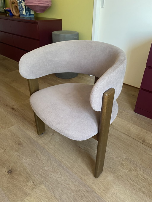 Armchair / Dining Chair - Mouse Gray Velvet and Oak Tripod