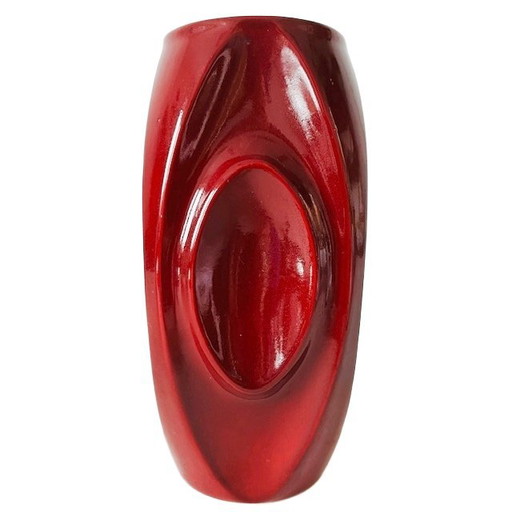 Vintage vase cherry red ceramic art deco style 1950's