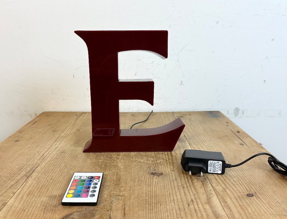 Image 1 of Vintage Dark Red Illuminated Letter E , 1980s
