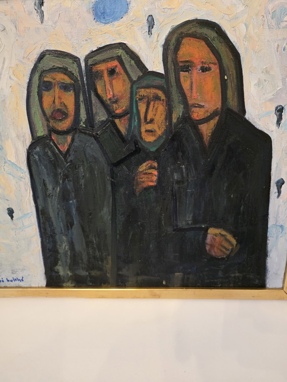 André Bulthé (1923–1996) – Portrait expressif de quatre figures – Huile sur toile – Peintures et dessins (photo 7 of 12)