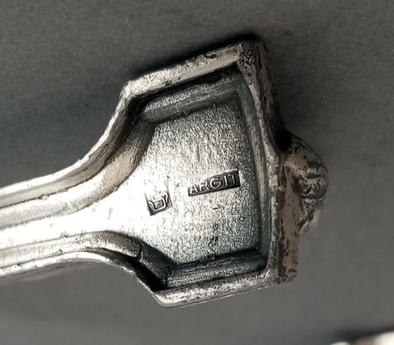 Image 1 of Société Francaise d'Orfèvrerie d'Art ARGIT/Christofle 3x art déco -éléphant pélicans- porte-couteau 1920