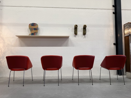 Image 1 of 4 Leolux Mobius Dining Room Chairs Red Leather