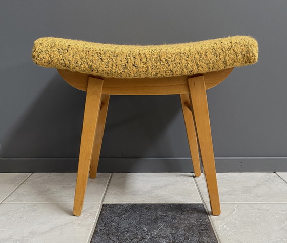 Image 1 of Yellow wool foot stool 1960s
