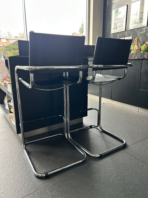 2x Bauhaus Barhocker (Mart Stam) - schwarzer Freischwinger